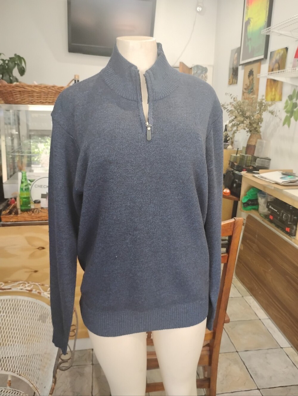 Men's Navy Half-Zip Sweater